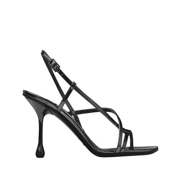 Jimmy Choo NIB Etana 95 Calfskin Heeled Sandals in Black Size 39.5